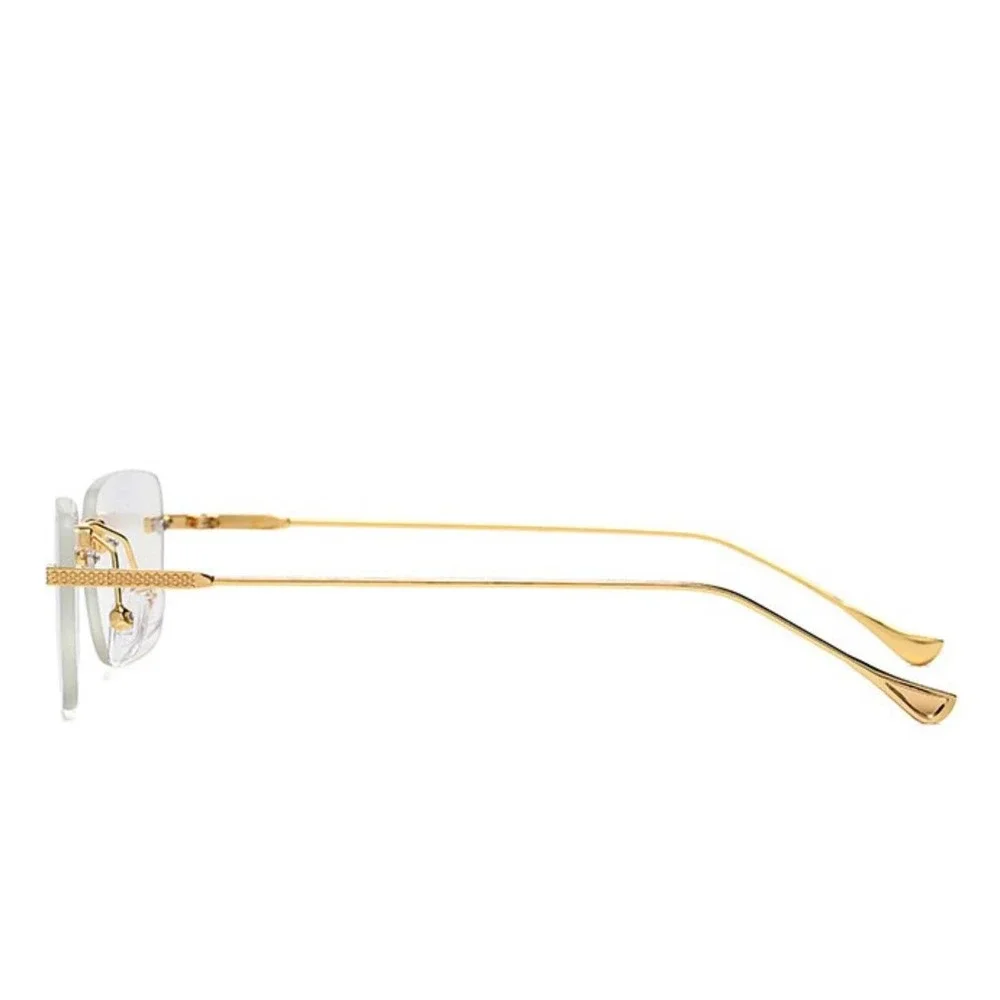 Gold Rimless Rectangle Clear Lens Glasses Women Retro Fashion Eyewear New Lentes